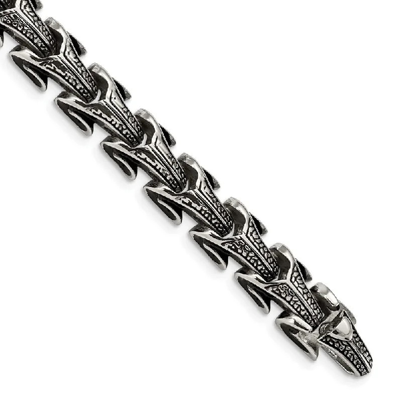 Men's Stainless Steel Antiqued 8.5 Inch Bracelet