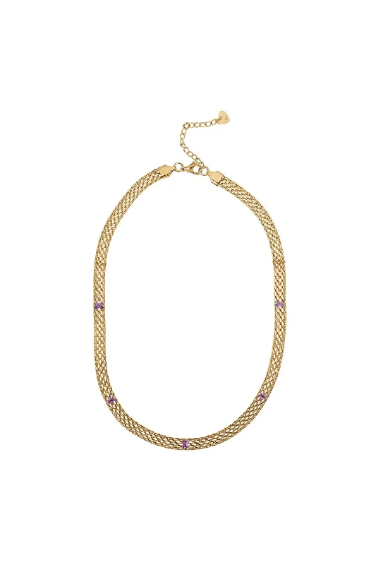 Amethyst CZ Gold Necklace