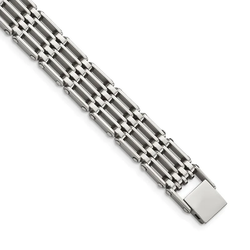 Men's 14mm Stainless Steel High Polished Link Bracelet, 8.5 Inch