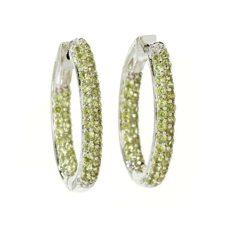 925 Sterling SiIver Peridot Hoop Earrings