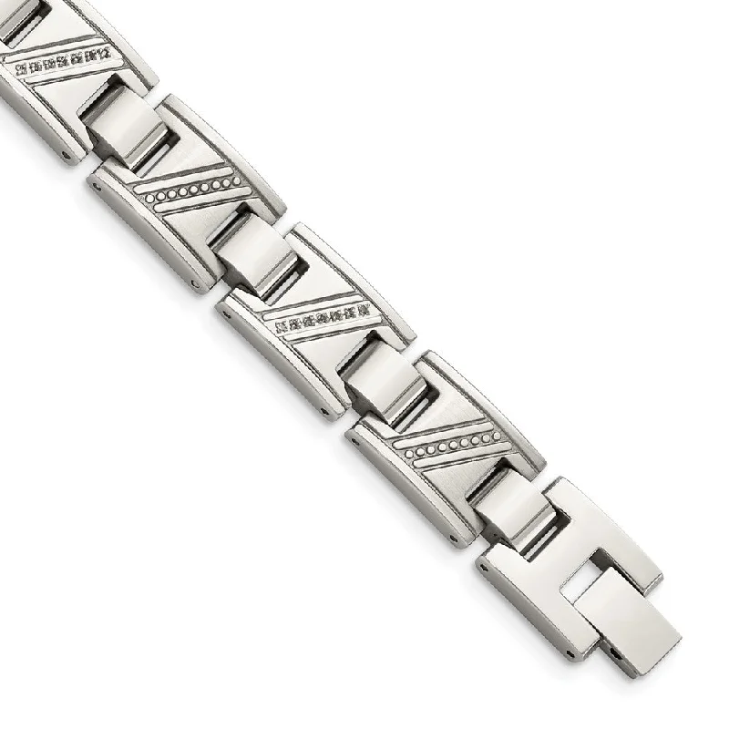 Men's Stainless Steel and Diamond 8.5 Inch Bracelet