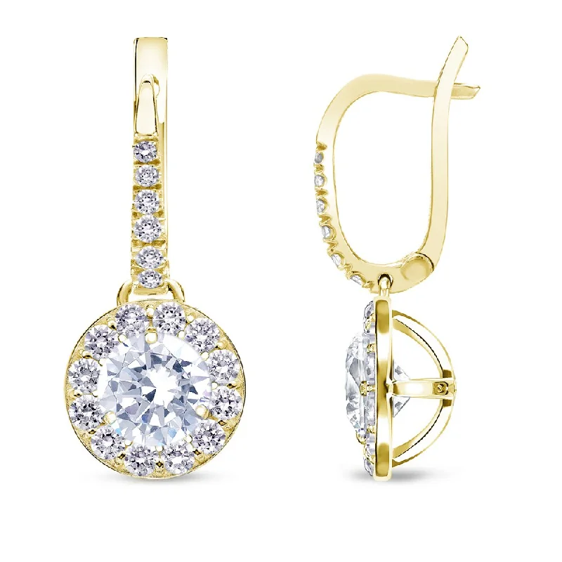 Auriya 1/2 to 2cttw Round Halo Diamond Dangle Earrings 14k Yellow Gold (H-I, SI1-SI2)