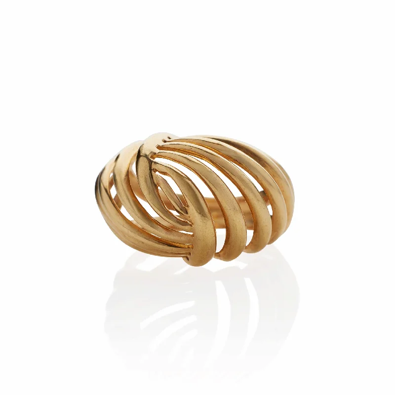 French Retro 18K Gold Bombé Ring