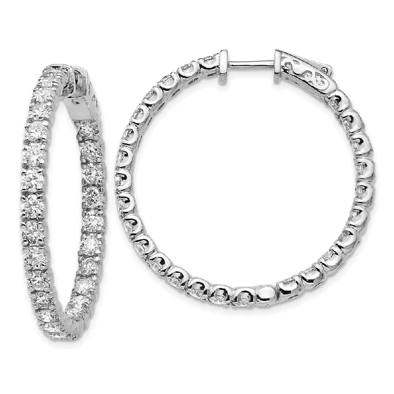 14k White Gold Lab Grown Diamond Hoop Earrings ( Clarity- SI1-SI2, Color- G-H)