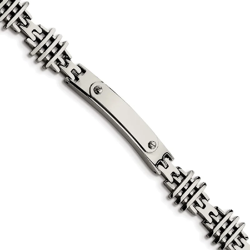 Men's Stainless Steel 11mm Engravable I.D. Bracelet, 8.5 Inch