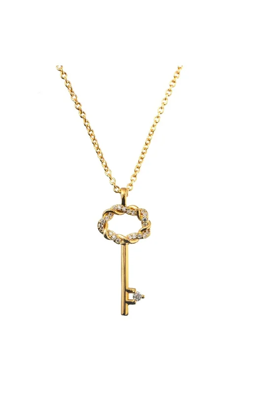 Gold Plated Key Pendant Necklace