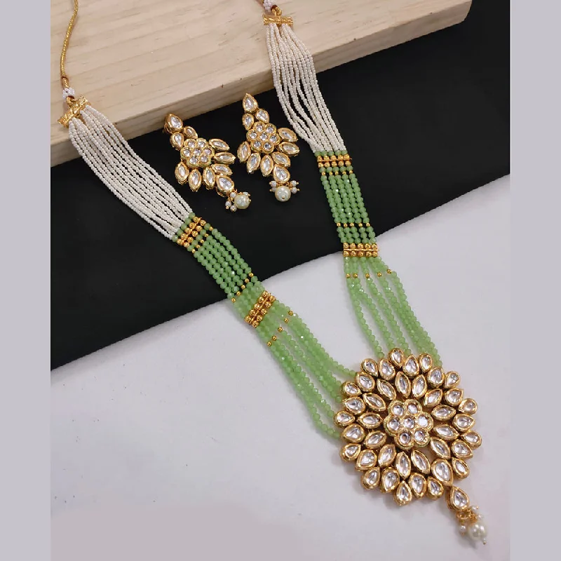 Lucentarts Jewellery Gold Plated Kundan Stone And Pearls Long Necklace Set