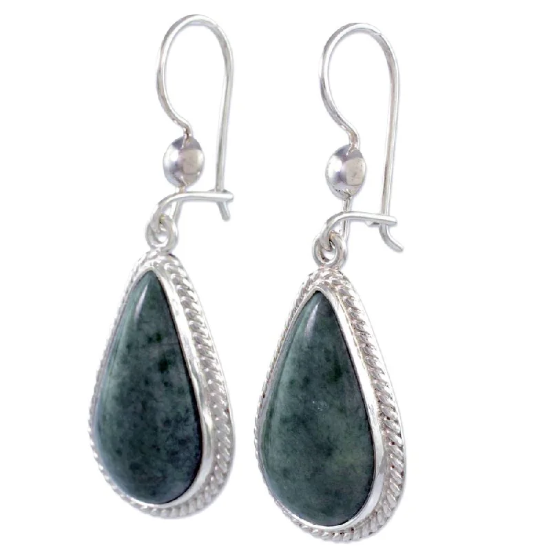 Handmade Sterling Silver 'Light Green Sacred Quetzal' Jade Earrings (Guatemala)