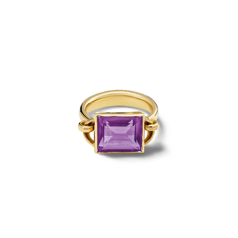 Baguette Ring Yellow Gold - Amethyst