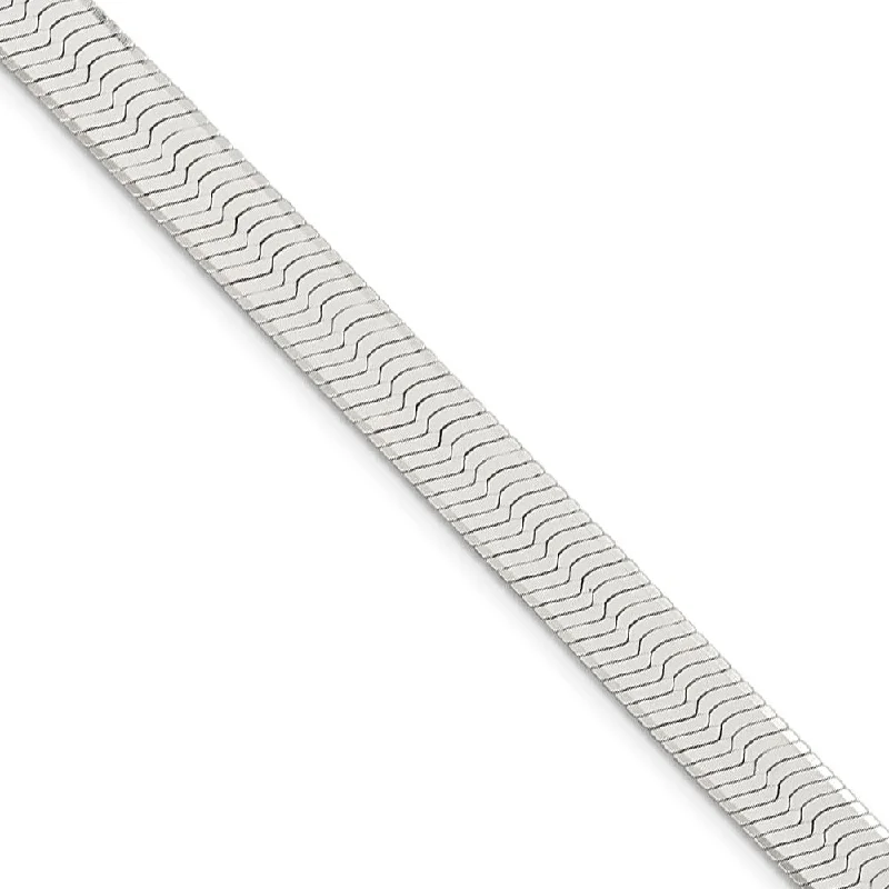 Men's 8mm, Sterling Silver Solid Herringbone Chain Bracelet