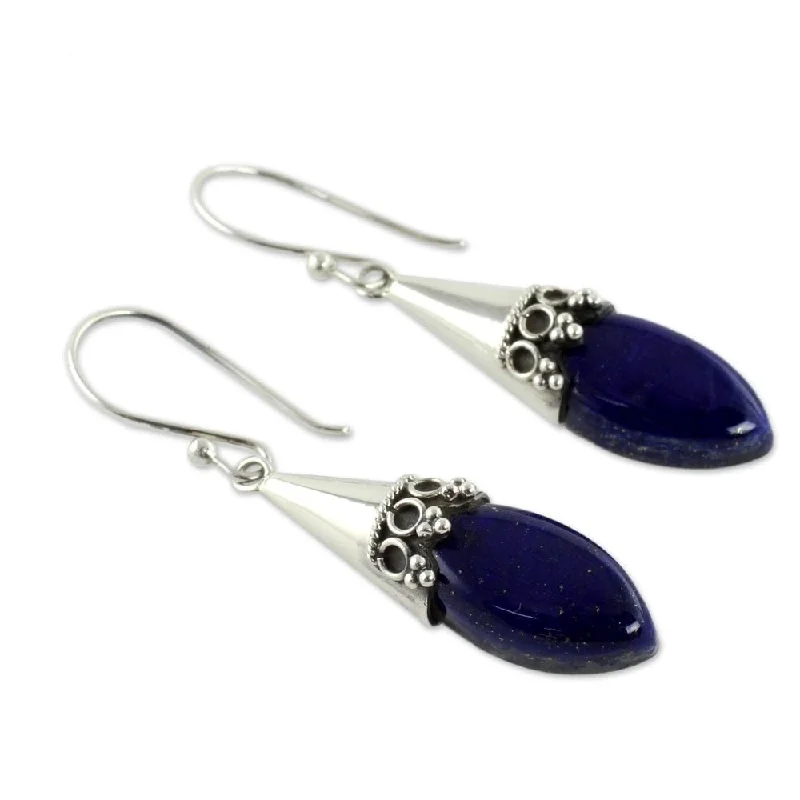 NOVICA Sterling Silver Regal Lapis Lazuli Dangling Earrings (India)