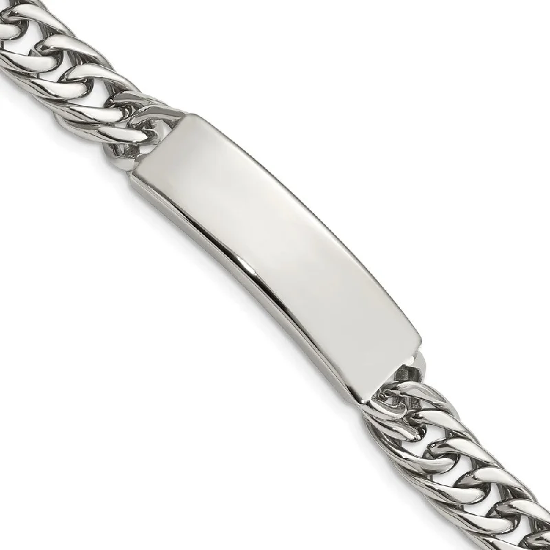 Men's 12mm Stainless Steel Curb Link I.D. Bracelet, 8.5 Inch