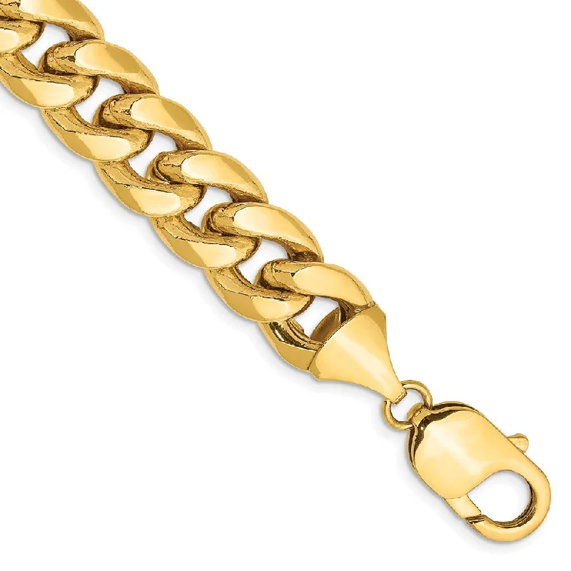 Men's 11mm 14k Yellow Gold Hollow Miami Cuban (Curb) Chain Bracelet