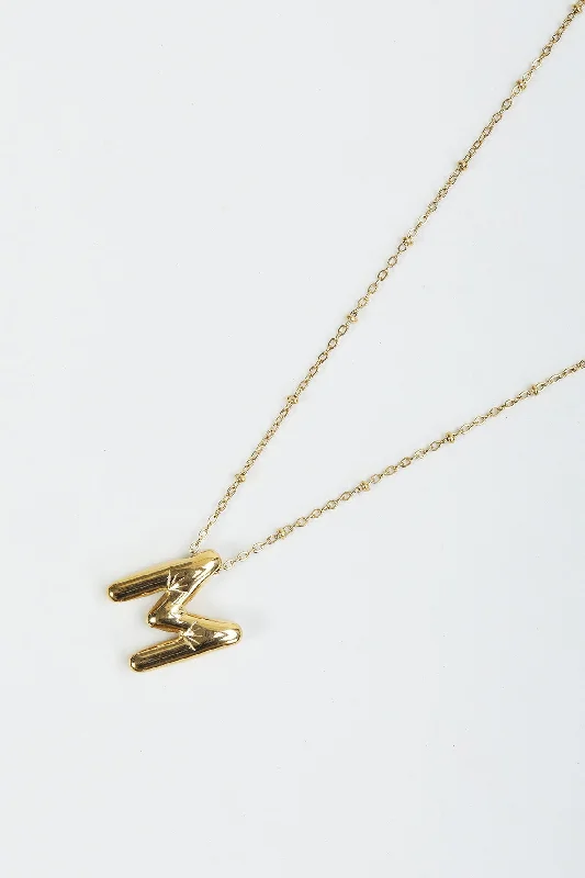 Bubble "M" Gold Initial Necklace