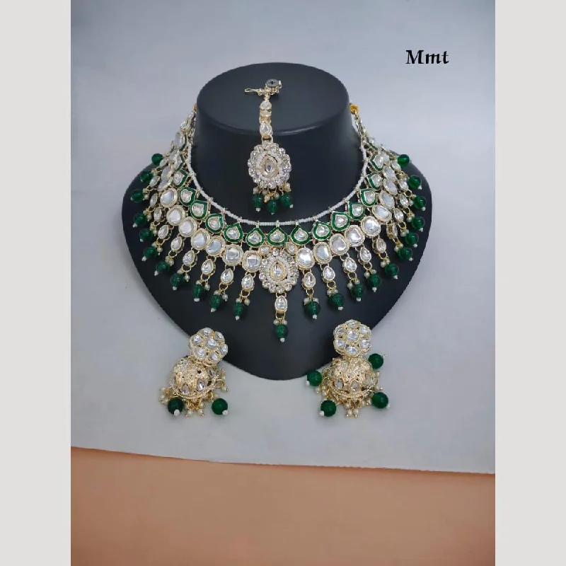 Manisha Jewellery Gold Plated Kundan Stone And Beads Meenakari Necklace Set