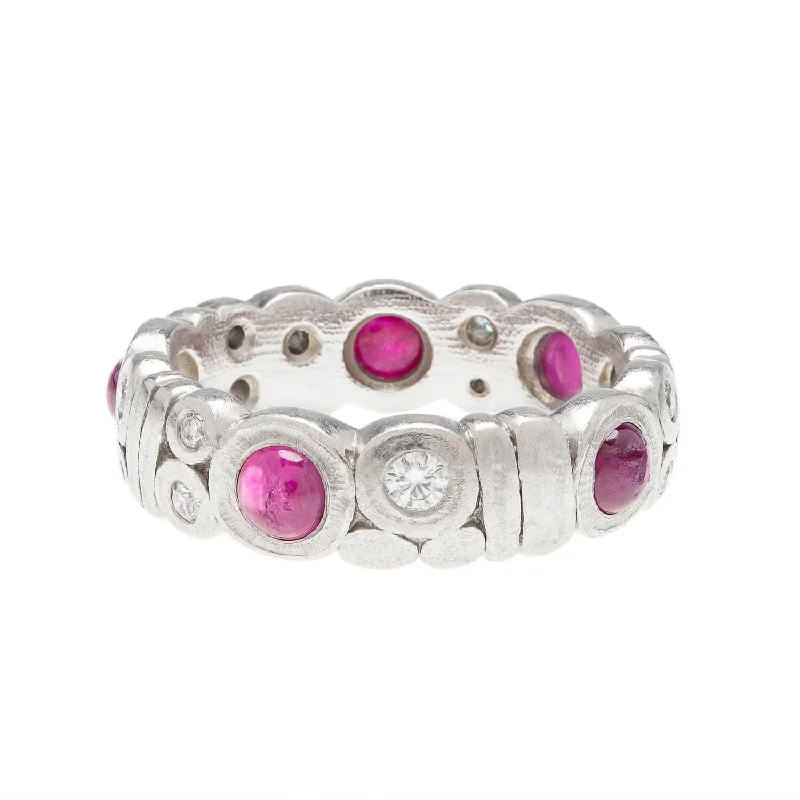 ALEX SEPKUS Estate Platinum Ruby & Diamond Eternity Band