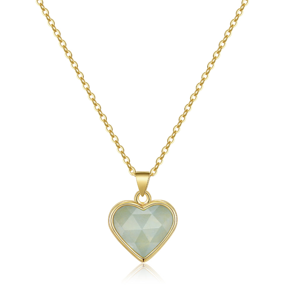 Natural Aquamarine Heart Pendant Necklace