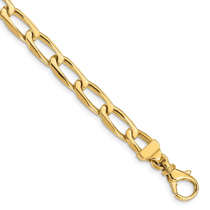 Men's 14k Yellow Gold, 6.5mm Solid Open Link Chain Bracelet