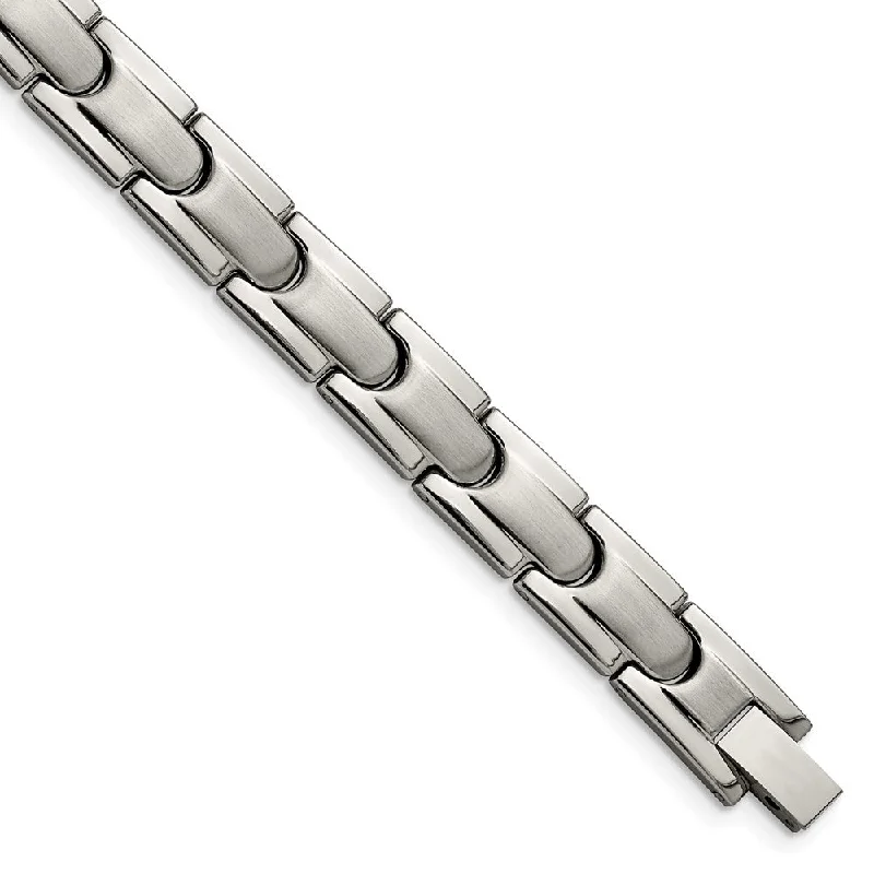 Men's 10mm Titanium Brushed & Polished Link Bracelet, 8.5 Inch