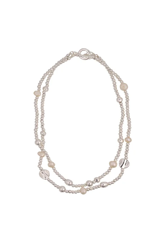 Freshwater Pearl & Beaded Silver Necklace