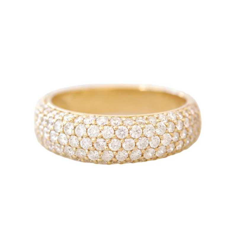 Puffy Bombe Bold Gold Chunky Diamond Wedding Dome Ring