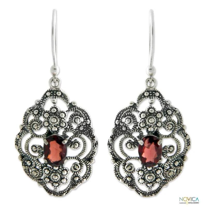 Handmade Sterling Silver 'Kuta Princess' Garnet Earrings (Indonesia)