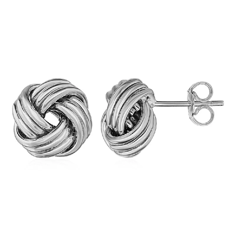 Love Knot Post Earrings in 14k White Gold