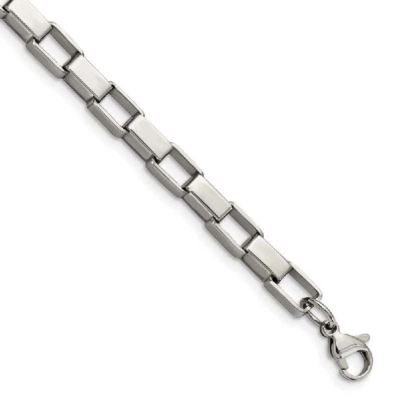 Men's 6mm Stainless Steel Open Box Chain Bracelet - 8 Inch