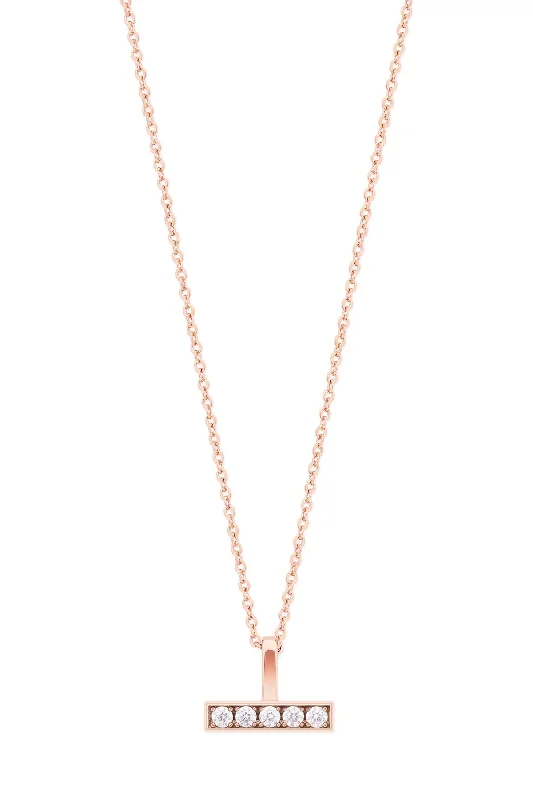 T-Bar Cz Set Bar Pendant in Rose Gold