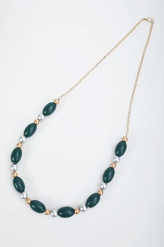 Long Green Beaded Necklace