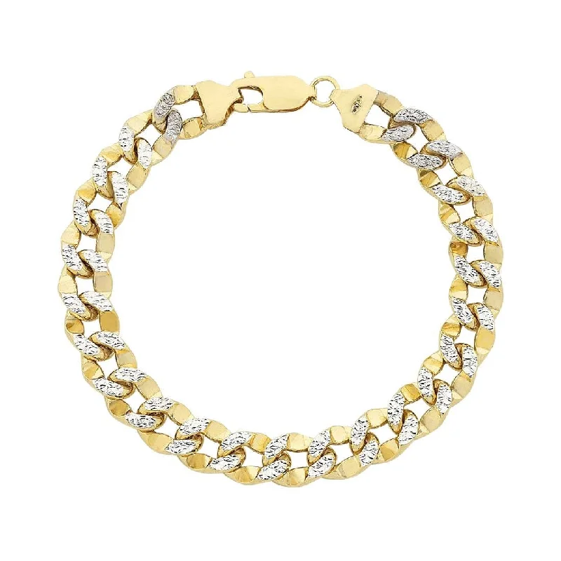 9ct Two Tone Gold Silver Infused Concave Curb Bracelet