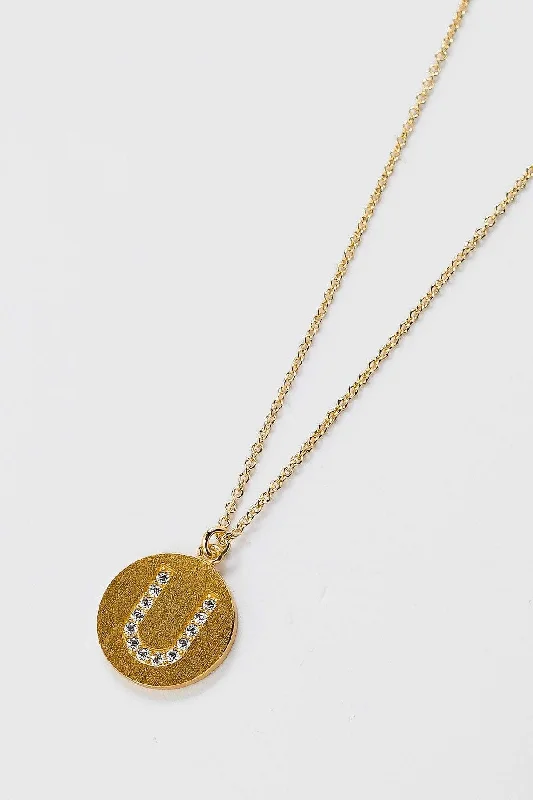 U Initial Necklace in Gold