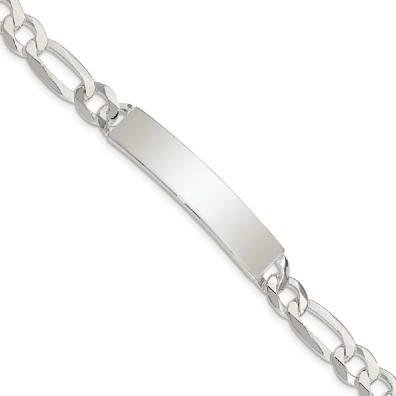 Men's 8mm Sterling Silver Figaro I.D. Bracelet