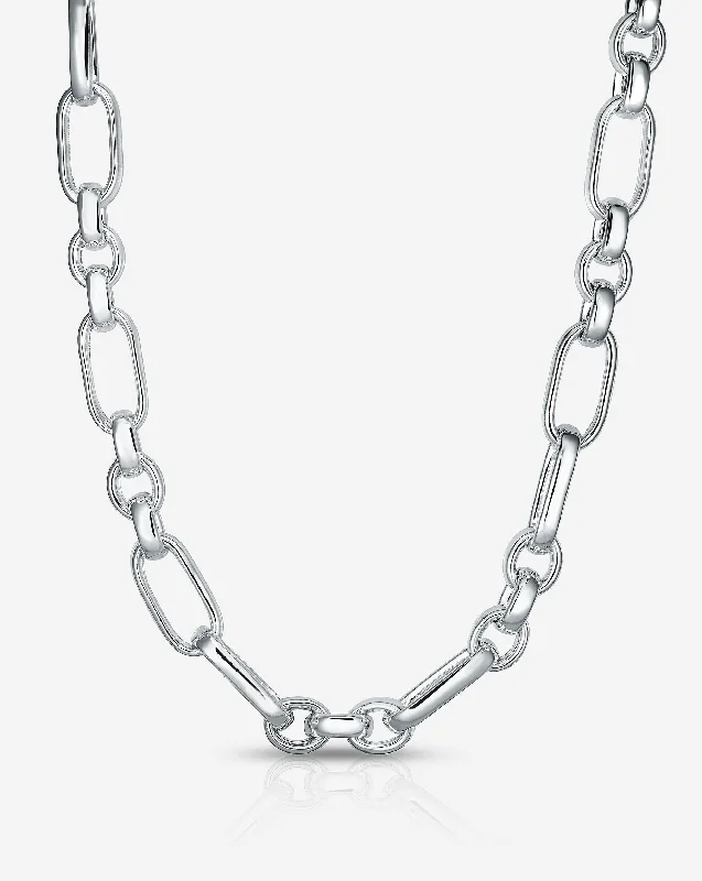 Sterling Silver - Mixed Link Chain Necklace