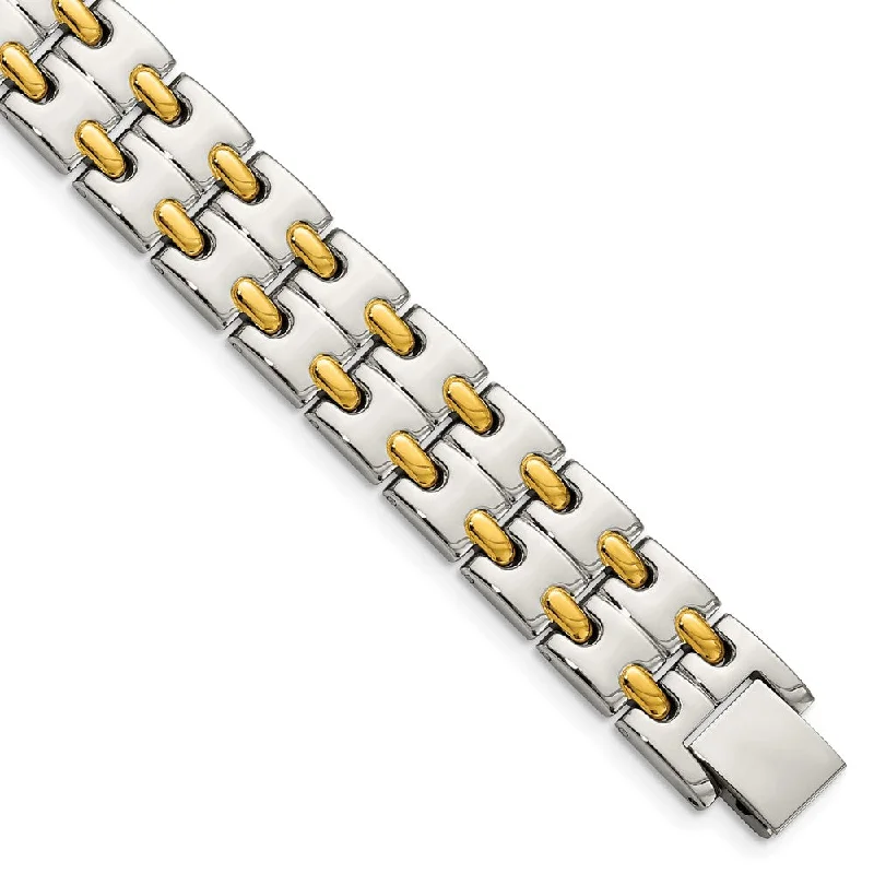 Men's Stainless Steel & Gold Tone, 13mm Link Bracelet, 8.5 Inch