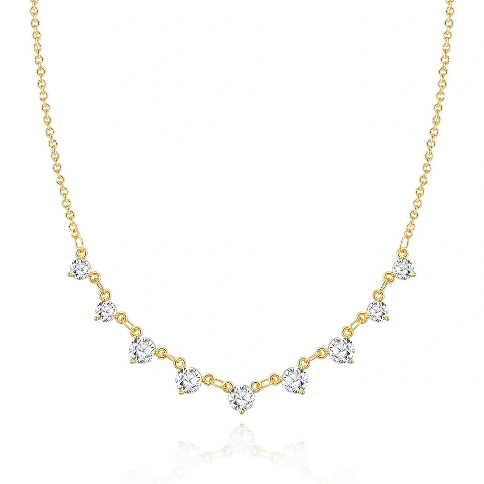 Dainty Diamond Choker Necklaces Station Chain Necklace- 9 Diamond