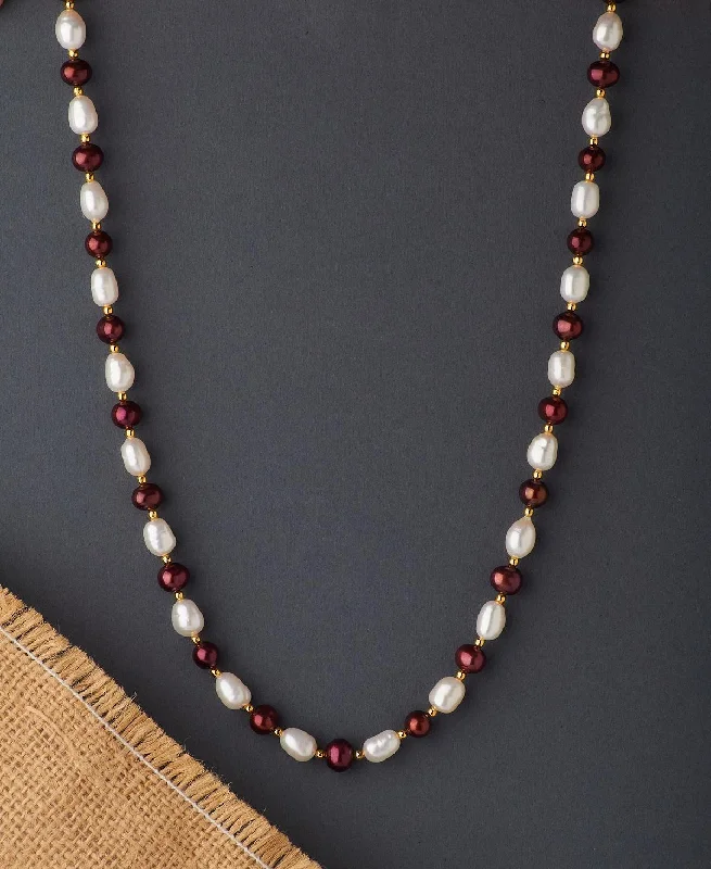 Fashionable White & Brown Pearl Necklace