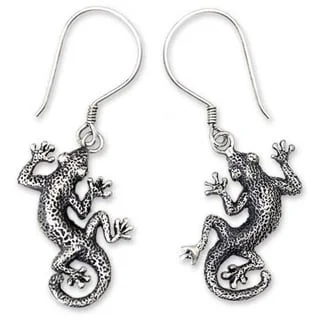 NOVICA Handmade Sterling Silver 'Gecko Shuffle' Earrings (Indonesia)