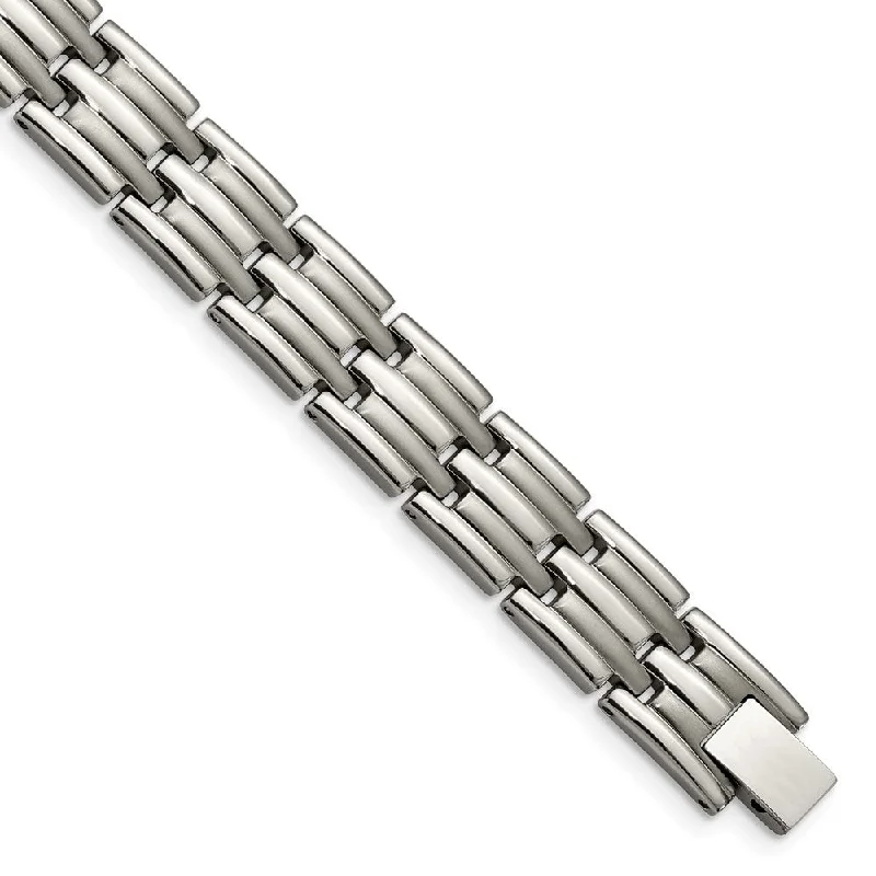 12mm Multi-Finish Titanium Link Bracelet - 8.5 Inch