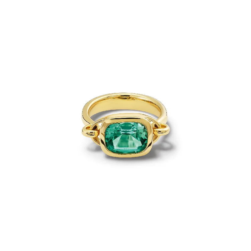 Baguette Ring 18ct Yellow Gold - Mint Tourmaline