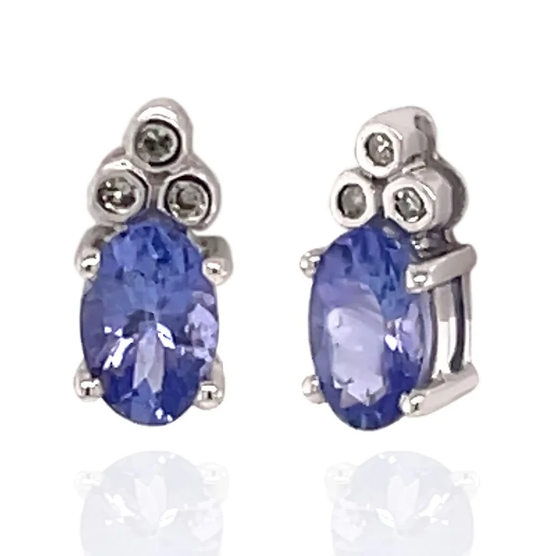 14Kt White Gold Tanzanite and Diamond Earrings