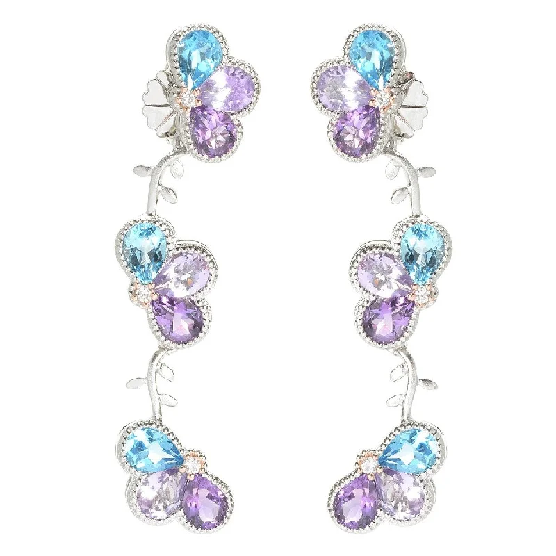 Dallas Prince"Garden Party" 13.05ctw Multi Gemstone Dangle Earrings. Collection: Garden Party