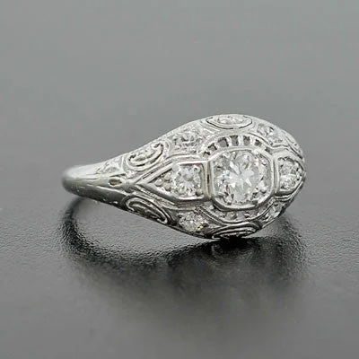 Art Deco 18kt Diamond Engagement Ring .50ct