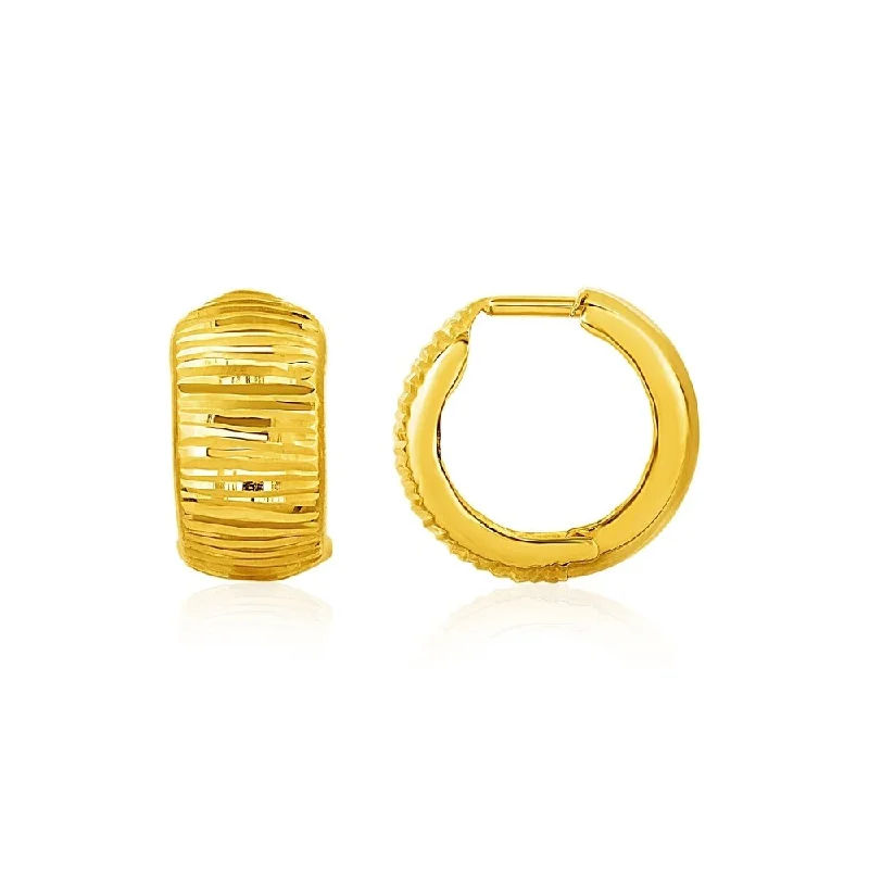 Reversible Textured and Smooth Snuggable Earrings in 10k Yellow Gold