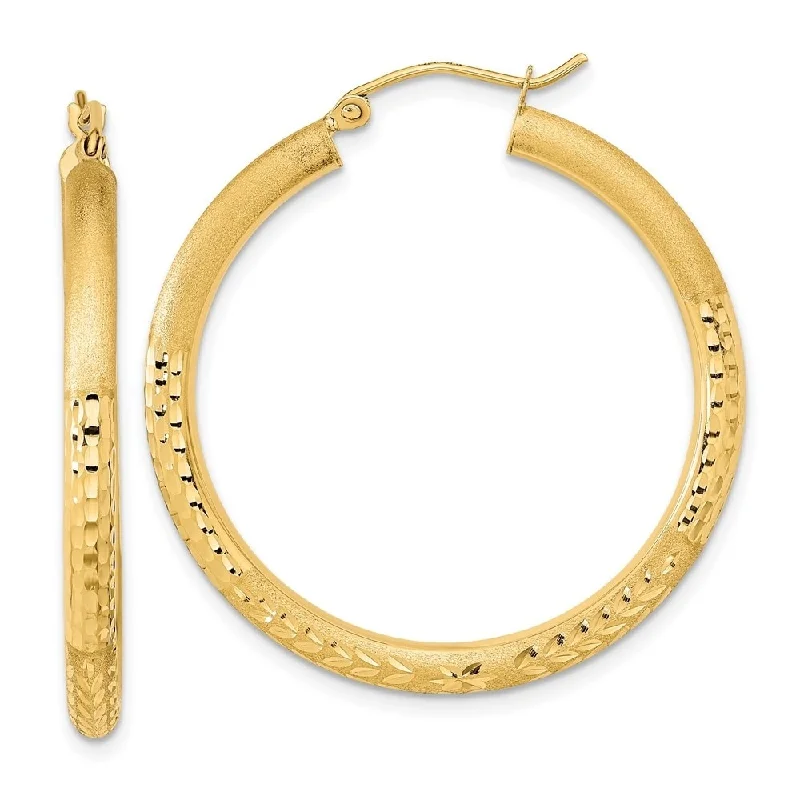 Diamond2Deal 14K Yellow Gold Hoop Earrings (L-36.79 mm, W-35 mm, TH-3 mm)