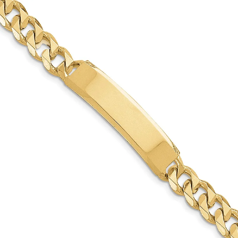 Men's 9mm 14k Yellow Gold Solid Curb Link I.D. Bracelet, 8 Inch