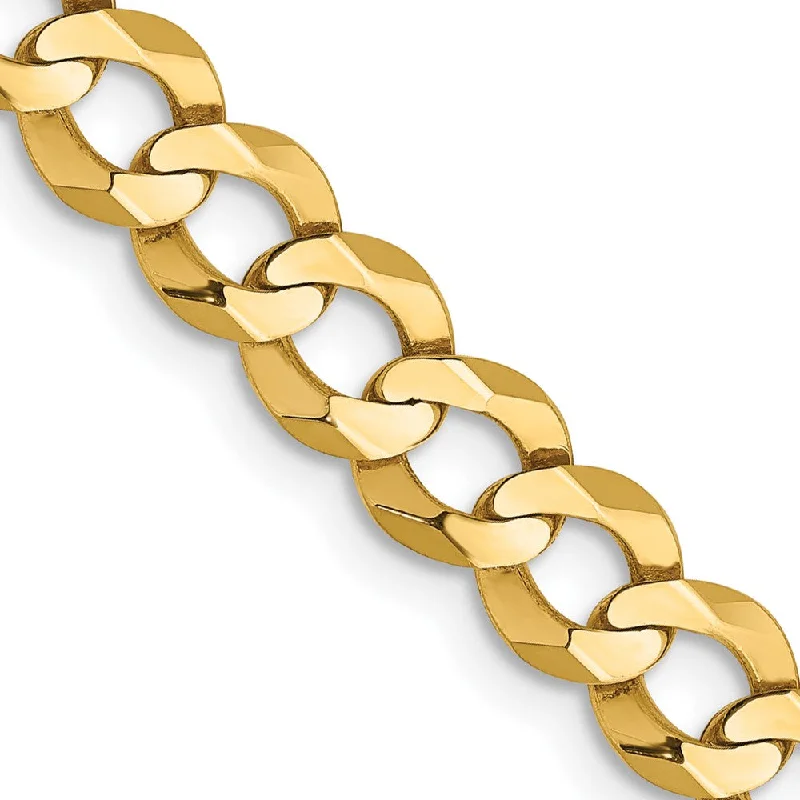 6mm 14K Yellow Gold Solid Lightweight Flat Curb Chain Bracelet