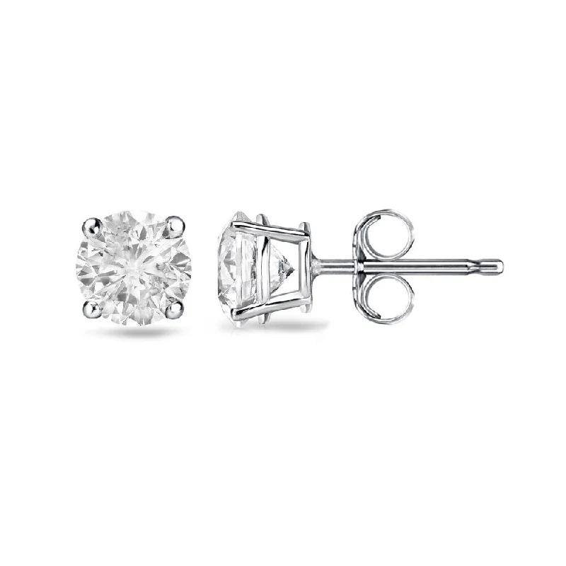 18k Gold Round 1/2ct TW Clarity Enhanced Diamond Stud Earrings