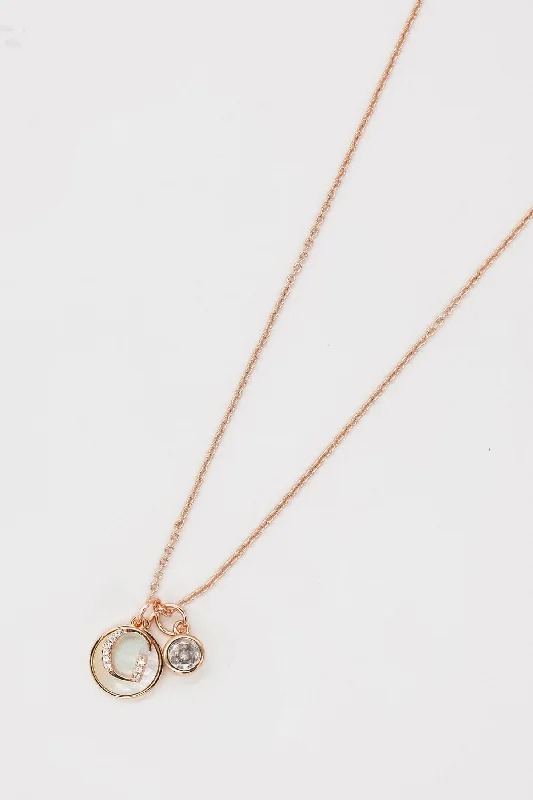 G Initial Necklace in Rose Gold