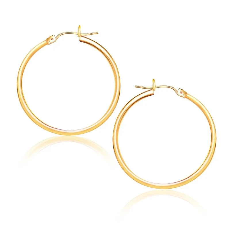 14k Yellow Gold Polished Hoop Earrings (25 mm)